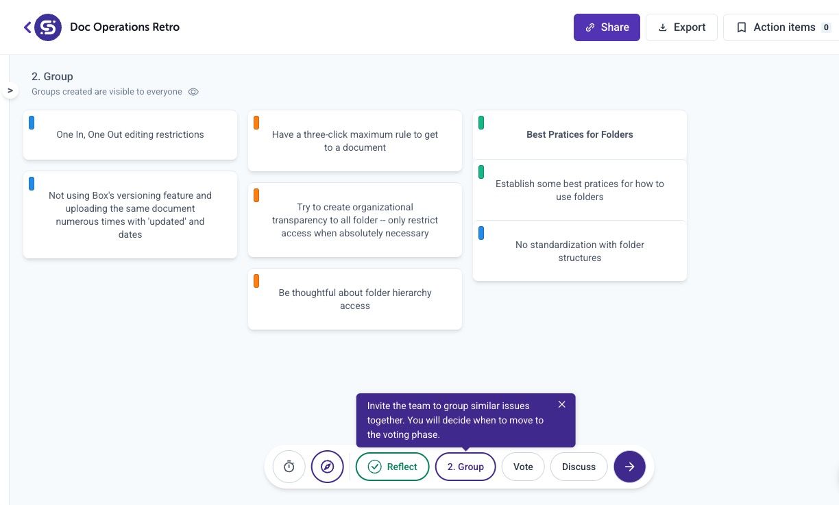 ScatterSpoke retro board in guided retro mode