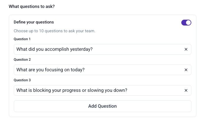 A list of questions to ask during a Stand Up